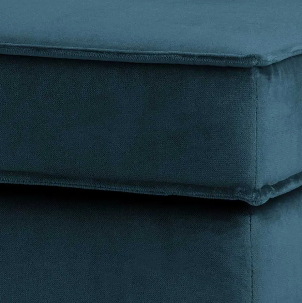 Samt Polsterhocker in Blau & Schwarz - Cumagon