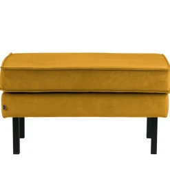 Samt Polsterhocker in Ocker Gelb - Nustra
