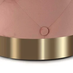 Samt Polsterhocker mit Knopf-Heftungen - Teamona