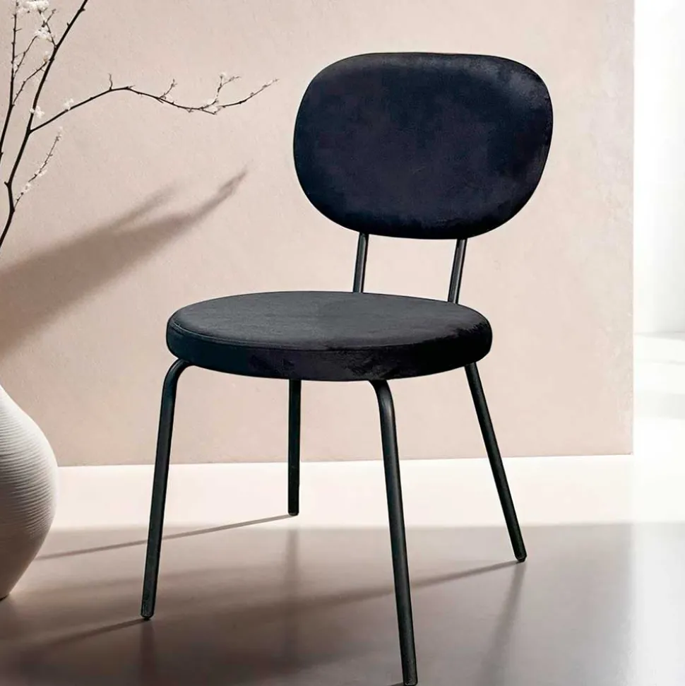 Samt Polsterstühle in Schwarz - Siao (2er Set)