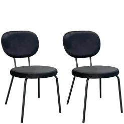 Samt Polsterstühle in Schwarz - Siao (2er Set)