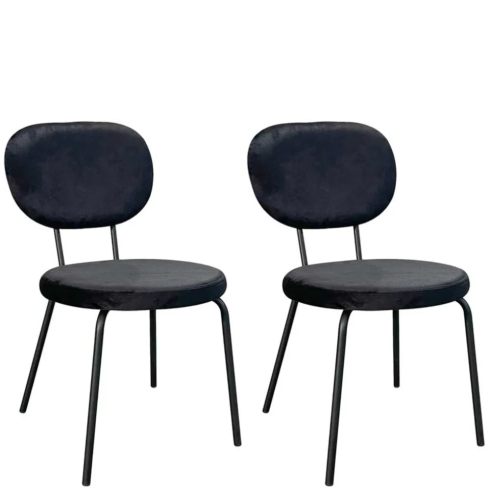 Samt Polsterstühle in Schwarz - Siao (2er Set)