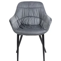 Samt Polsterstuhl mit Armlehnen in Grau - Duong