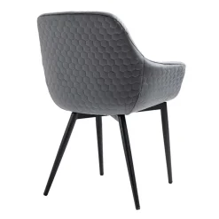 Samt Polsterstuhl mit Armlehnen in Grau - Duong