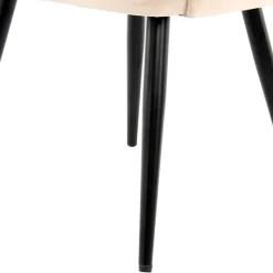 Samt Polsterstuhl mit Armlehnen in Creme - Custon (2er Set)