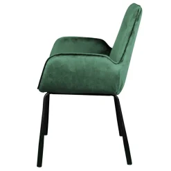 Samt Polsterstuhl mit Armlehnen in Grün - Panura