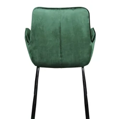 Samt Polsterstuhl mit Armlehnen in Grün - Panura
