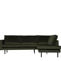 Samt Retrocouch in Dunkelgrün Samt - Kurtisma