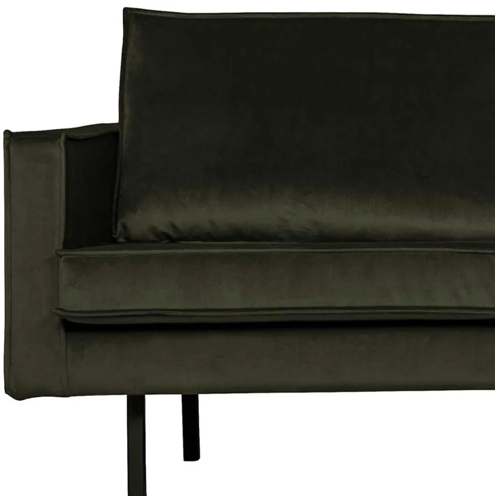 Samt Retrocouch in Dunkelgrün Samt - Kurtisma