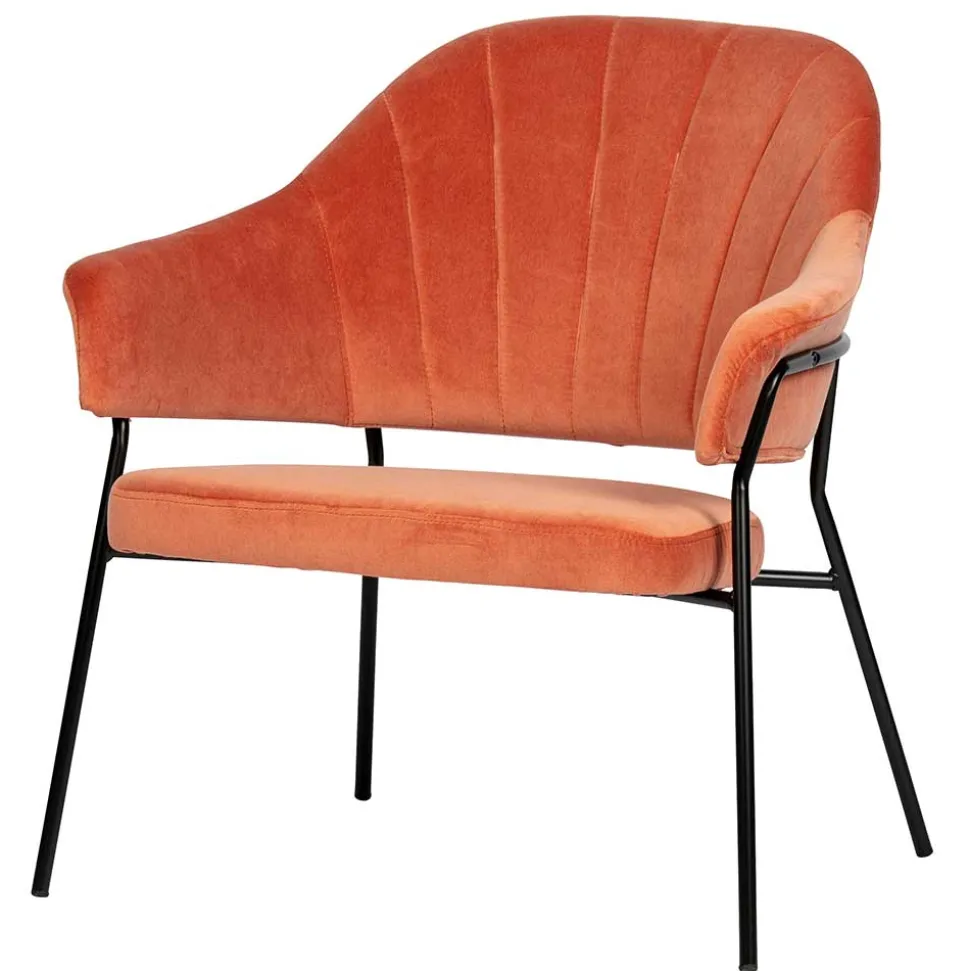 Samt Retrosessel in Apricot - Roryn