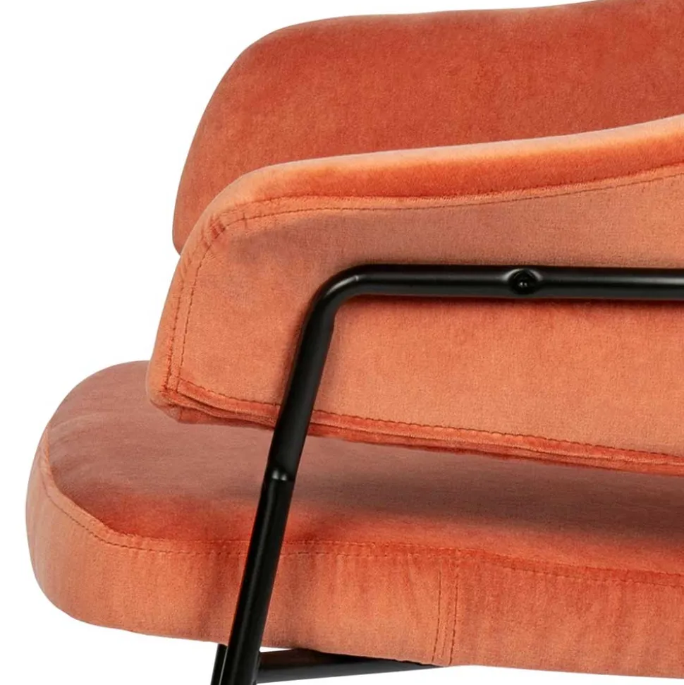 Samt Retrosessel in Apricot - Roryn