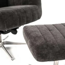 Samt Retrosessel mit Fußhocker - Gilianoa (zweiteilig)