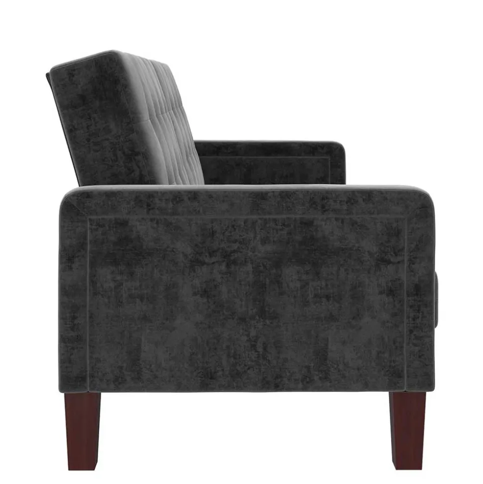 Samt Schlafsofa in Grau - Nenna