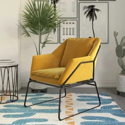 Samt Sessel in Gelb Samt - Meckey