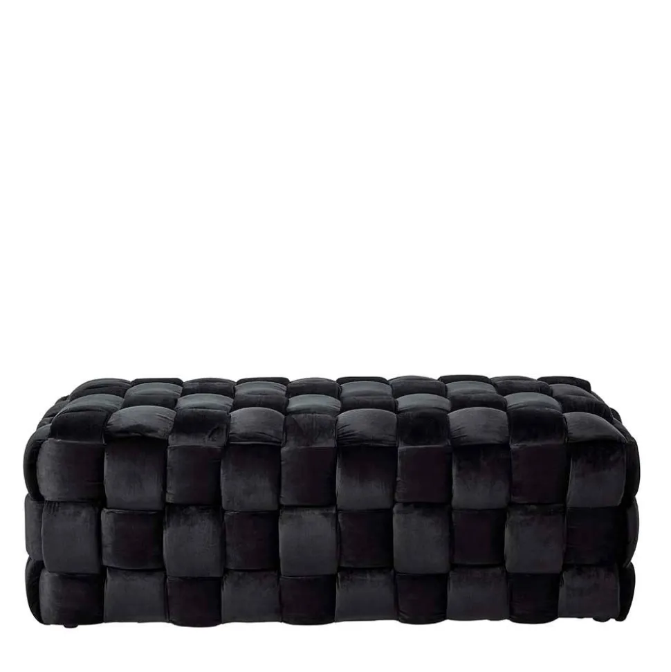 Samt Sitzbank in Schwarz Flechtdesign - Addara