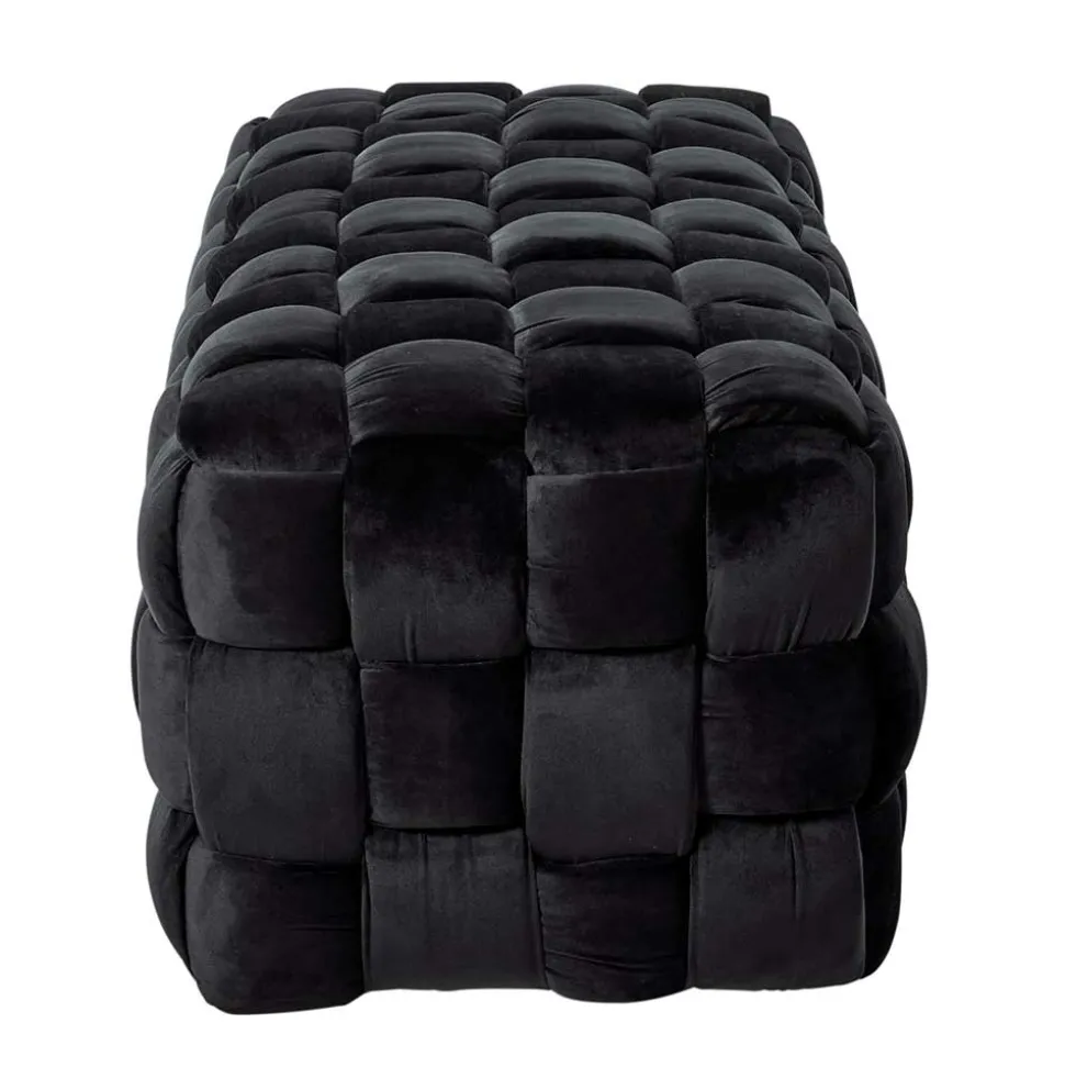 Samt Sitzbank in Schwarz Flechtdesign - Addara