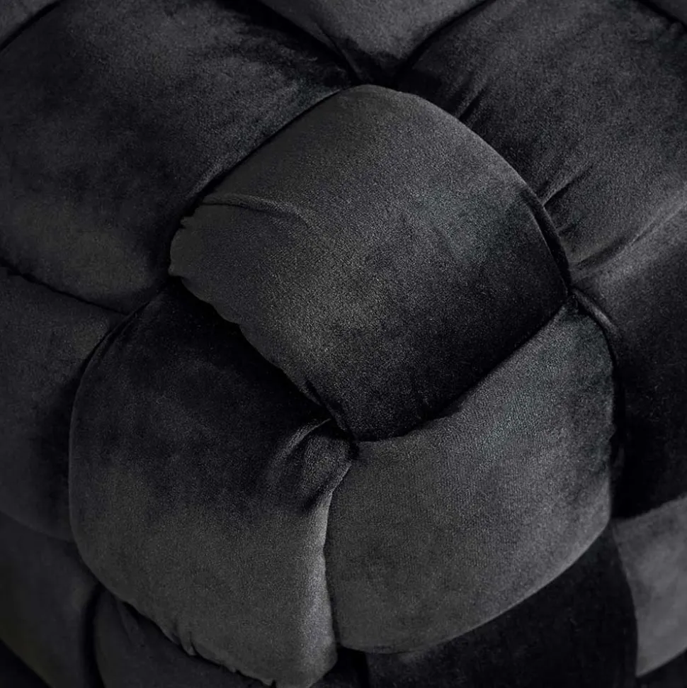 Samt Sitzbank in Schwarz Flechtdesign - Addara