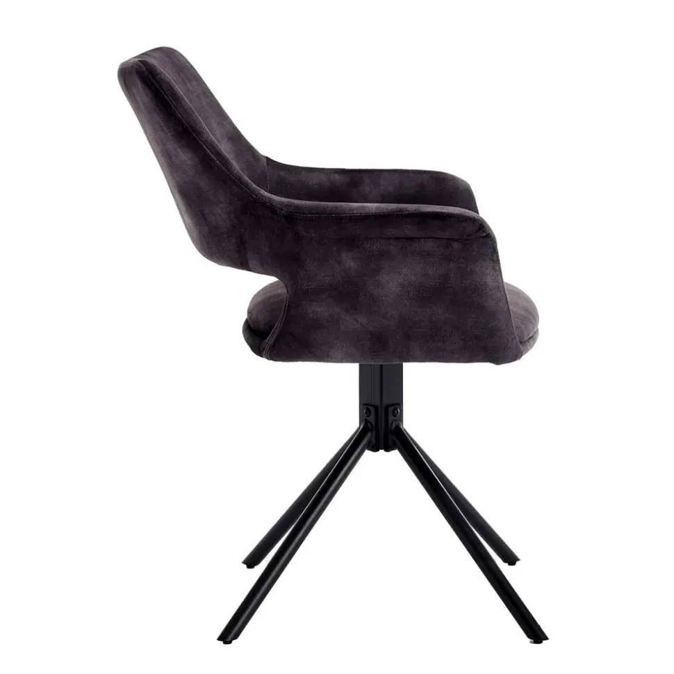 Samt Tischsessel in Anthrazit - Keviz (2er Set)