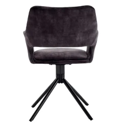 Samt Tischsessel in Anthrazit - Keviz (2er Set)