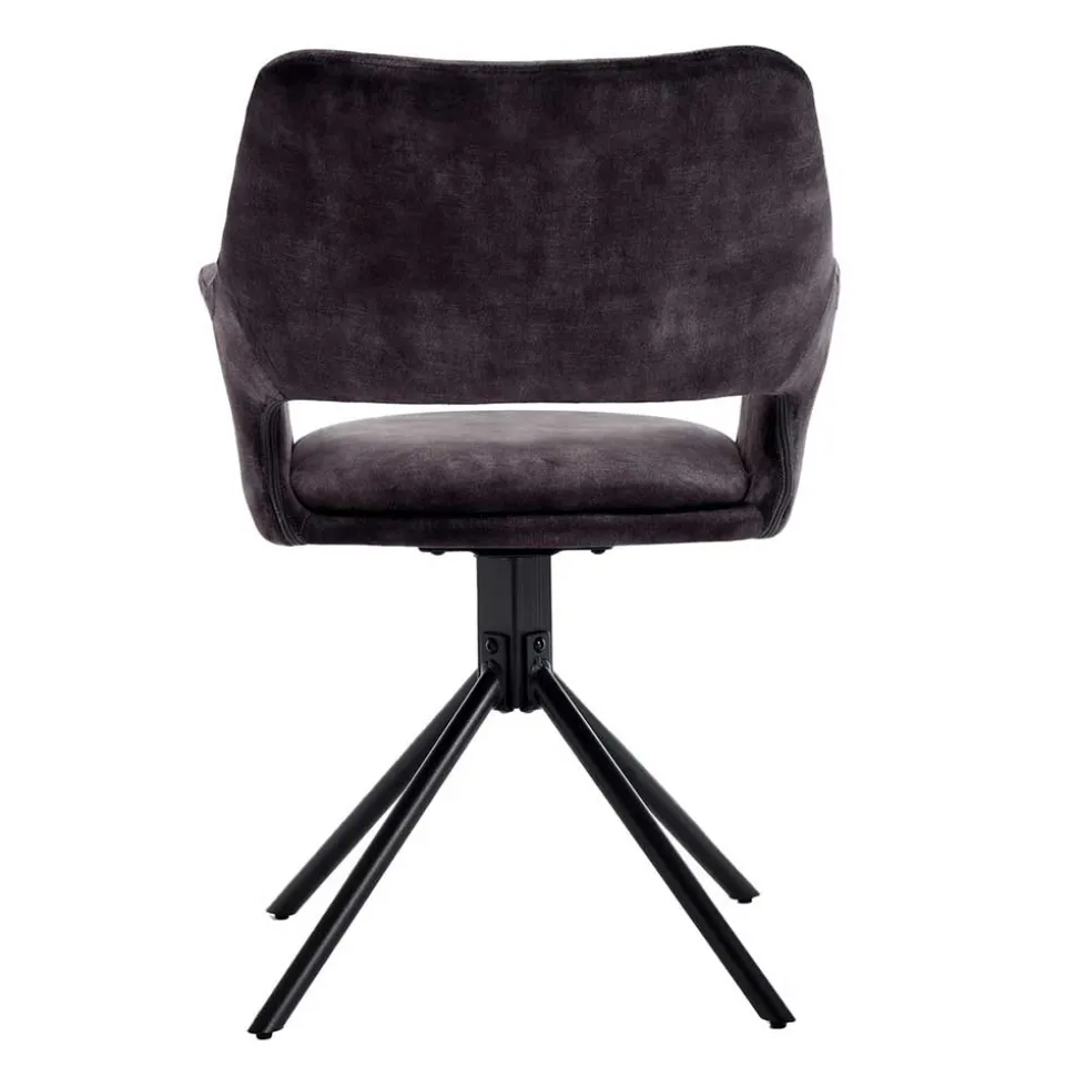 Samt Tischsessel in Anthrazit - Keviz (2er Set)