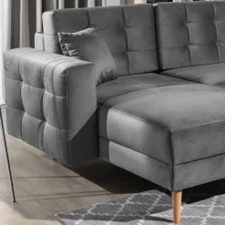 Samt Wohnlandschaft in Grau - Joyma