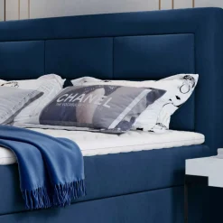 Samt-Boxbett in Dunkelblau - Kean