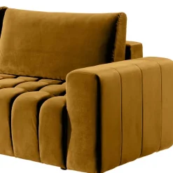 Samtcouch mit Schlaffunktion in Senfgelb - Eraldo