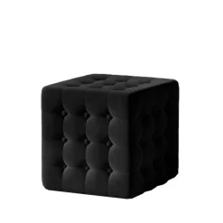 Samthocker mit Knöpfen in Schwarz - Nanylea