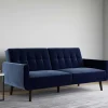Samtsofa mit Bettfunktion in Blau - Luzillo