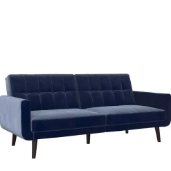 Samtsofa mit Bettfunktion in Blau - Luzillo