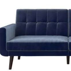 Samtsofa mit Bettfunktion in Blau - Luzillo