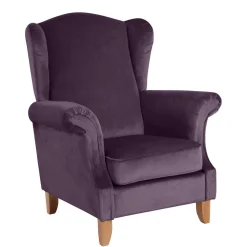 Samtvelours Ohrensessel in Dunkellila - Aglaia