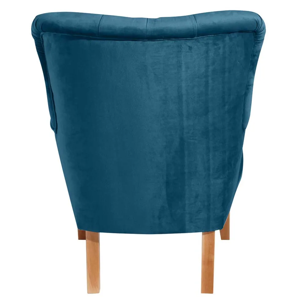 Samtvelours Ohrensessel in Petrol Blau - Ilussiana