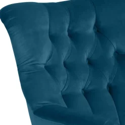 Samtvelours Ohrensessel in Petrol Blau - Ilussiana