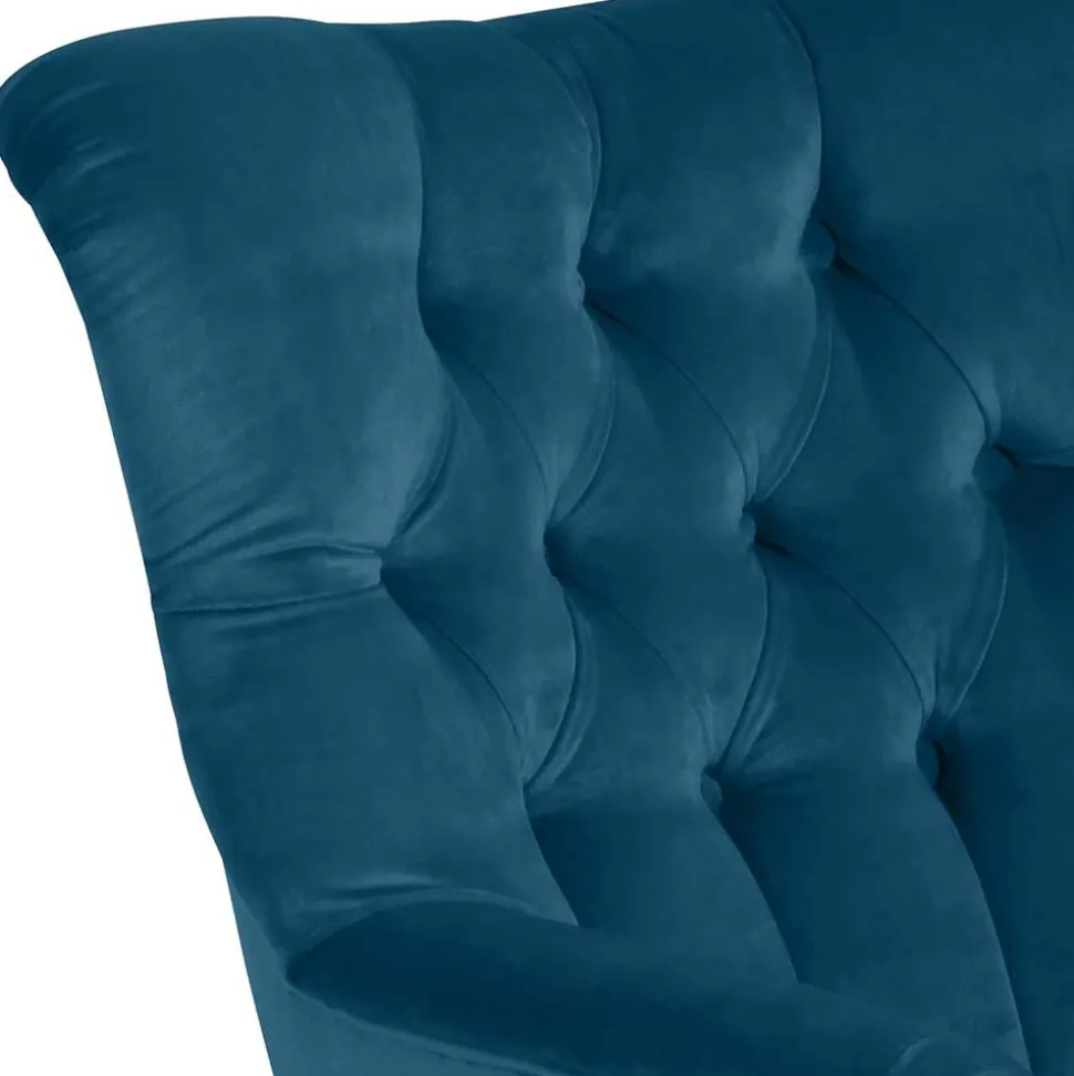 Samtvelours Ohrensessel in Petrol Blau - Ilussiana