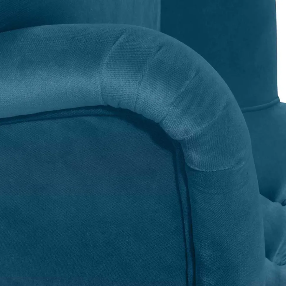 Samtvelours Ohrensessel in Petrol Blau - Ilussiana