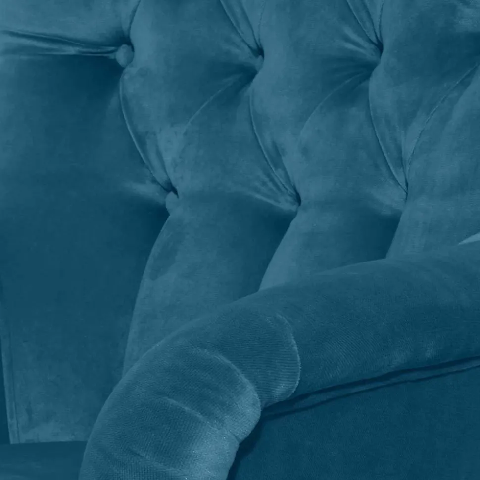 Samtvelours Ohrensessel in Petrol Blau - Ilussiana