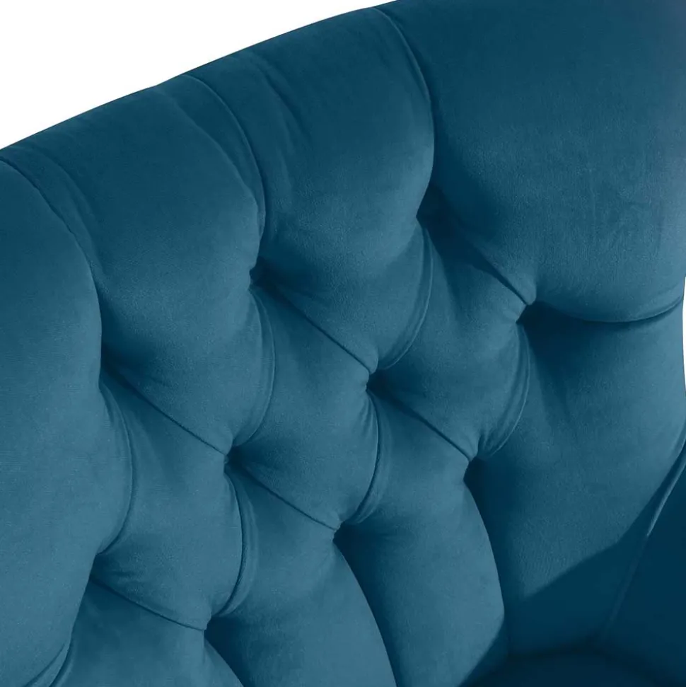 Samtvelours Ohrensessel in Petrol Blau - Ilussiana