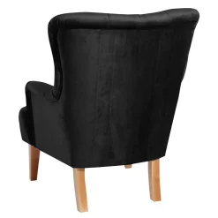 Samtvelours Polstersessel in Schwarz - Jimalito