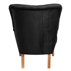 Samtvelours Polstersessel in Schwarz - Jimalito