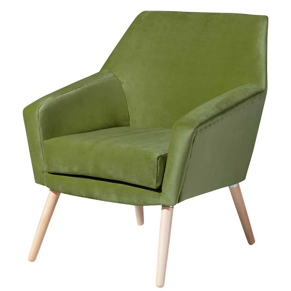 Samtvelours Polstersessel in Oliv Grün - Canossa
