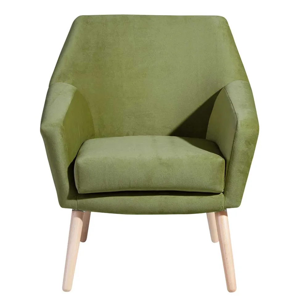 Samtvelours Polstersessel in Oliv Grün - Canossa