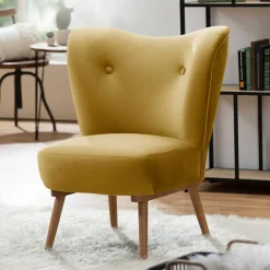 Samtvelours Polstersessel in Gelb und Erle - Ranalda