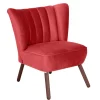 Samtvelours Sessel in Rot und Nussbaum - Darand