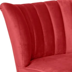 Samtvelours Sessel in Rot und Nussbaum - Darand