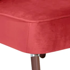 Samtvelours Sessel in Rot und Nussbaum - Darand