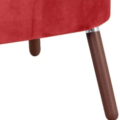 Samtvelours Sessel in Rot und Nussbaum - Darand
