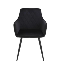 Samtvelours Tischsessel in Schwarz - Laromain (2er Set)