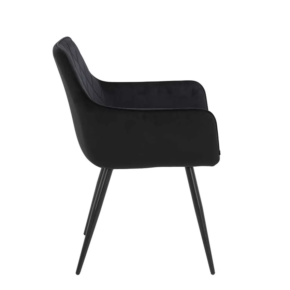 Samtvelours Tischsessel in Schwarz - Laromain (2er Set)