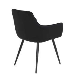 Samtvelours Tischsessel in Schwarz - Laromain (2er Set)